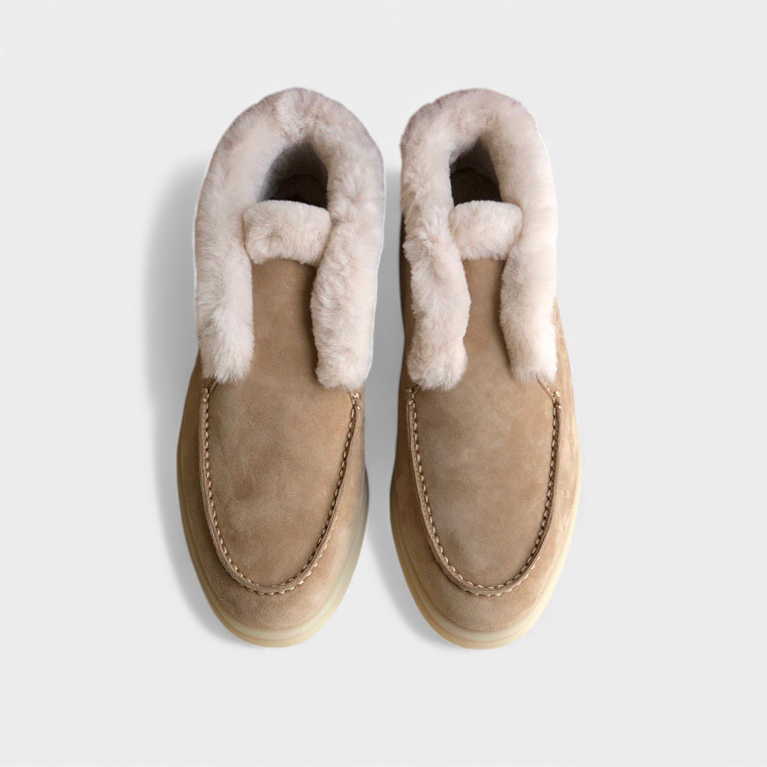 Open Walk Women’s Suede Fur Loafers