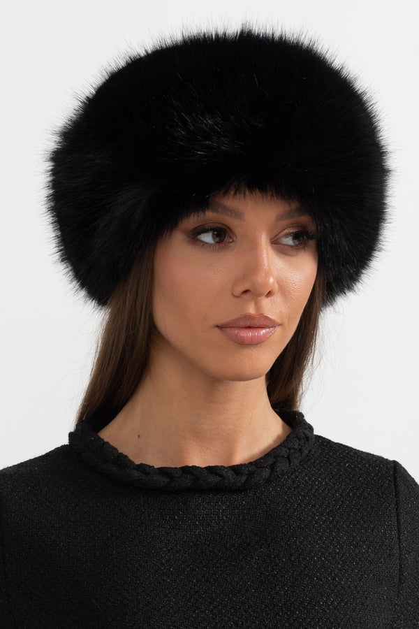 Women's Fur Hat - Soft Plush Black
