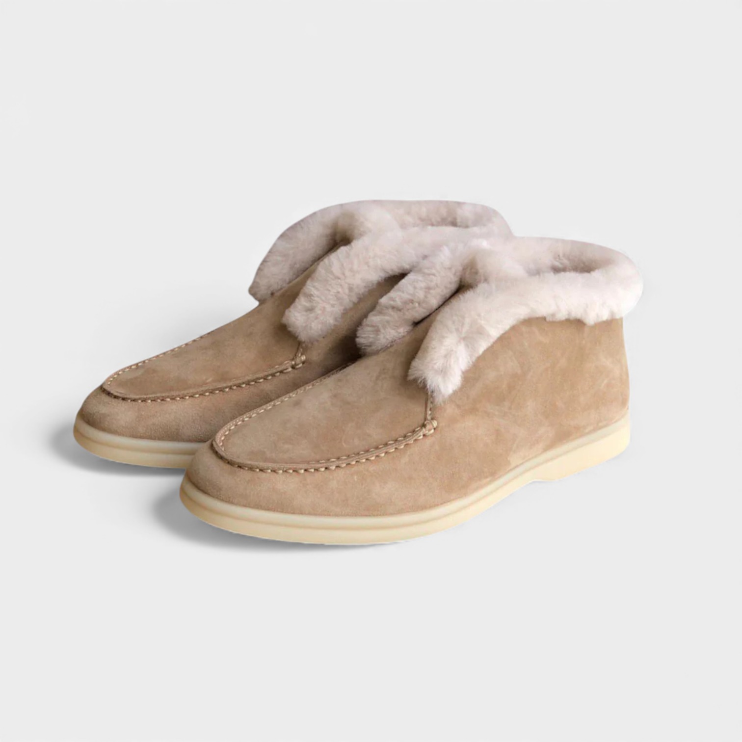 Open Walk Women’s Suede Fur Loafers